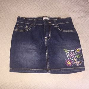 Girl’s lined denim skirt with embroidery